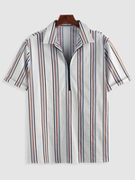 ZAFUL Chemise Rayée à Demi-Zip M Argent