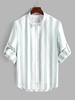 ZAFUL Chemise Rayée à Manches Longues en Coton Xl Vert clair