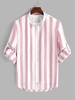ZAFUL Chemise Rayée à Manches Longues en Coton Xxl Rose clair
