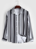 ZAFUL Chemise Rayée à Manches Longues M Noir