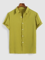 ZAFUL Chemise Rayée Boutonnée à Manches Courtes M Deep yellow