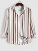 ZAFUL Chemise Rayée Boutonnée Colorée à Manches Longues M Café