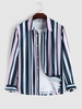 ZAFUL Chemise Rayée Colorée à Manches Longues M Bleu