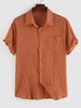 ZAFUL Chemise Rayée Colorée Imprimée à Manches Courtes avec Poche M Café