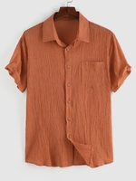 ZAFUL Chemise Rayée Colorée Imprimée à Manches Courtes avec Poche M Café