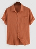ZAFUL Chemise Rayée Colorée Imprimée à Manches Courtes avec Poche Xl Café