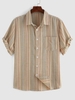 ZAFUL Chemise Rayée Colorée Imprimée avec Poche à Manches Courtes Xl Café lumière