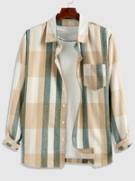 ZAFUL Chemise Rayée Contrastée à Manches Longues Xxl Café lumière