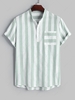 ZAFUL Chemise Rayée Contrastée Demi-Bouton à Col Debout Xl Vert clair