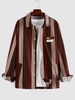 ZAFUL Chemise Rayée Contrastée Imprimée à Manches Longues S Café