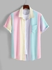 ZAFUL Chemise Rayée Contrastée Poche en Avant S