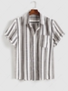 ZAFUL Chemise Rayée Imprimée avec Poche en Avant Design Xxl Café lumière