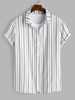 ZAFUL Chemise Rayée Imprimée Boutonnée à Manches Courtes Xl Blanc