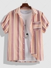 ZAFUL Chemise Rayée Imprimée Boutonnée à Manches Courtes Xl Rose rosé