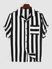 ZAFUL Chemise Rayée Imprimée Boutonnée Bicolore avec Poche à Manches Courtes Xl Noir