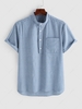 ZAFUL Chemise Rayure Fine Demi-Bouton à Manches Courtes M Bleu clair