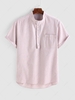 ZAFUL Chemise Rayure Fine Demi-Bouton à Manches Courtes M Rose clair