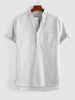 ZAFUL Chemise Rayure Fine Demi-Bouton à Manches Courtes S Gris clair
