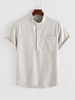 ZAFUL Chemise Rayure Fine Demi-Bouton à Manches Courtes S Jaune clair