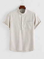 ZAFUL Chemise Rayure Fine Demi-Bouton à Manches Courtes Xl Jaune clair
