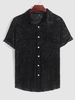 ZAFUL Chemise Rose en Velours en Jacquard à Manches Courtes L Noir
