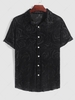 ZAFUL Chemise Rose en Velours en Jacquard à Manches Courtes Xl Noir