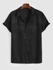 ZAFUL Chemise Rétro Soyeuse en Jacquard à Col Revers Xxl Noir