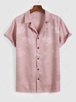 ZAFUL Chemise Rétro Soyeuse en Jacquard à Col Revers Xxl Rose clair