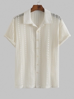ZAFUL Chemise Sexy Ajourée en Dentelle Transparente à Manches Courtes Xl Blanc