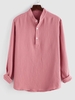 ZAFUL Chemise Simple Demi-Bouton à Manches Longues S Rose clair