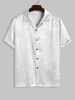 ZAFUL Chemise Soyeuse Dragon de Camp Boutonnée en Jacquard Xxl Blanc