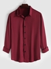 ZAFUL Chemise Soyeuse en Couleur Unie en Satin Xl Rouge foncé