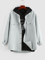 ZAFUL Chemise Texturée avec Poche à Manches Longues du Streetwear M Gris clair
