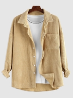 ZAFUL Chemise Texturée avec Poche à Manches Longues L Café lumière