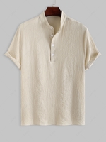 ZAFUL Chemise Texturée Demi-Boutonnée à Manches Courtes en Seersucker M Café lumière