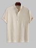 ZAFUL Chemise Texturée Demi-Boutonnée à Manches Courtes en Seersucker Xl Café lumière