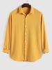 ZAFUL Chemise Texturée en Avant en Couleur Unie à Manches Longues M Deep yellow