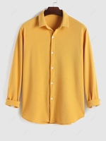 ZAFUL Chemise Texturée en Avant en Couleur Unie à Manches Longues M Deep yellow