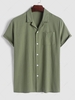ZAFUL Chemise Texturée en Coton et en Lin avec Poche en Avant Design L Vert clair