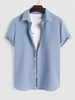 ZAFUL Chemise Texturée en Couleur Unie à Manches Courtes 2xl Bleu clair