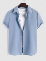 ZAFUL Chemise Texturée en Couleur Unie à Manches Courtes 2xl Bleu clair