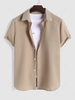 ZAFUL Chemise Texturée en Couleur Unie à Manches Courtes 2xl Café lumière