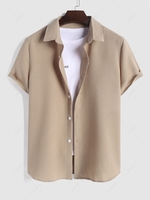 ZAFUL Chemise Texturée en Couleur Unie à Manches Courtes 2xl Café lumière