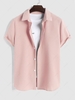 ZAFUL Chemise Texturée en Couleur Unie à Manches Courtes L Rose clair