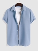 ZAFUL Chemise Texturée en Couleur Unie à Manches Courtes Xl Bleu clair
