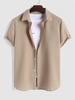 ZAFUL Chemise Texturée en Couleur Unie à Manches Courtes Xl Café lumière
