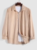 ZAFUL Chemise Texturée en Couleur Unie à Manches Longues avec Bouton en Avant L Orange clair
