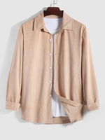 ZAFUL Chemise Texturée en Couleur Unie à Manches Longues avec Bouton en Avant M Orange clair