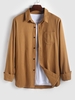 ZAFUL Chemise Texturée en Couleur Unie à Manches Longues en Twill M Café