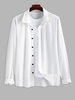ZAFUL Chemise Texturée en Couleur Unie à Manches Longues M Blanc
